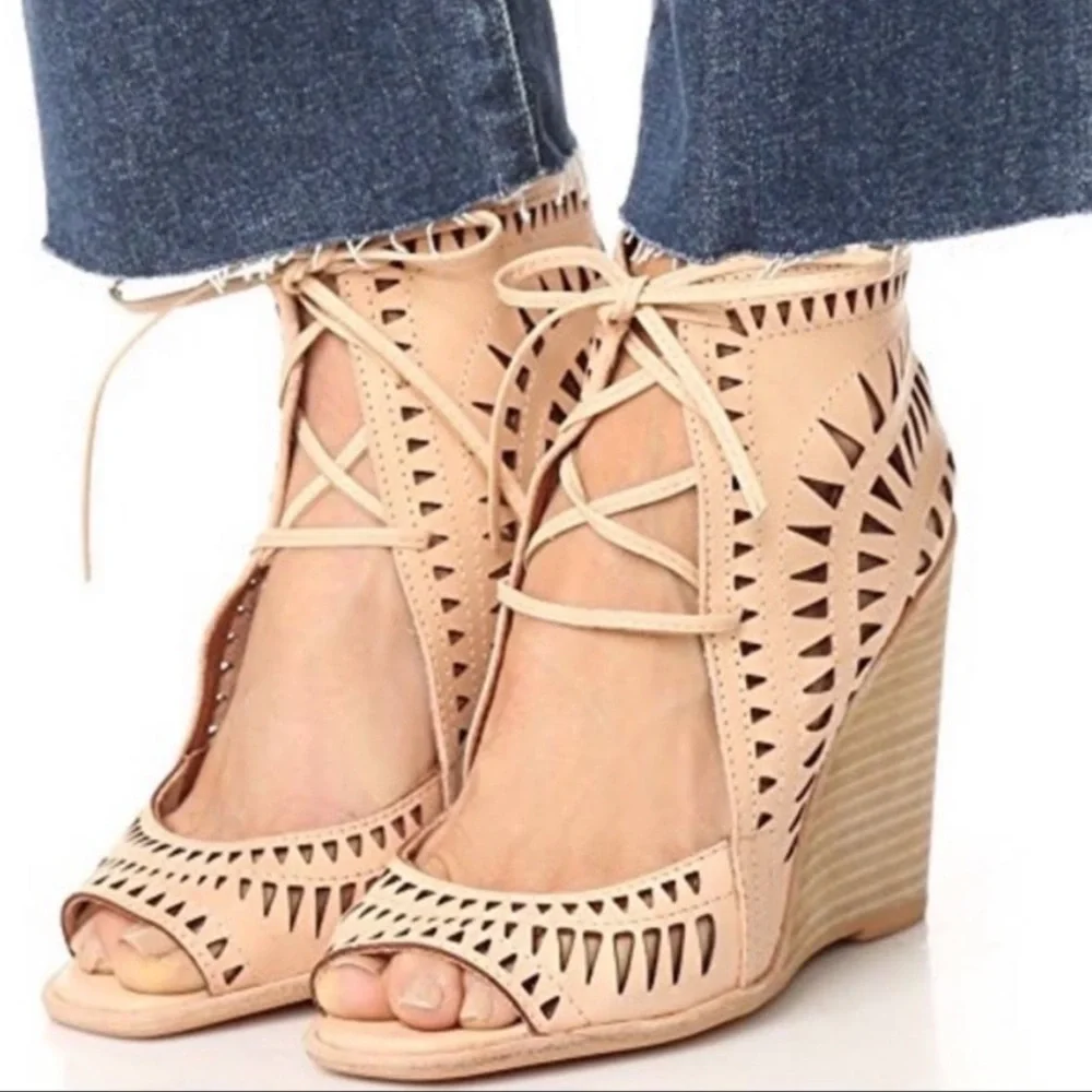 Jeffrey‎ Campbell Lace-Up Rodillo Wedges Women’s Size 8 Coastal Cowgirl Western